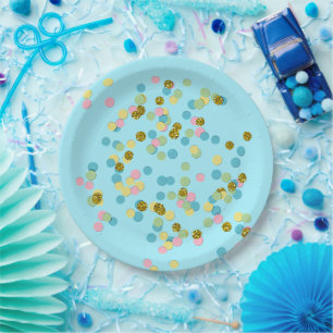 Cute Fun Colourful Modern Confetti Dots Paper Plate