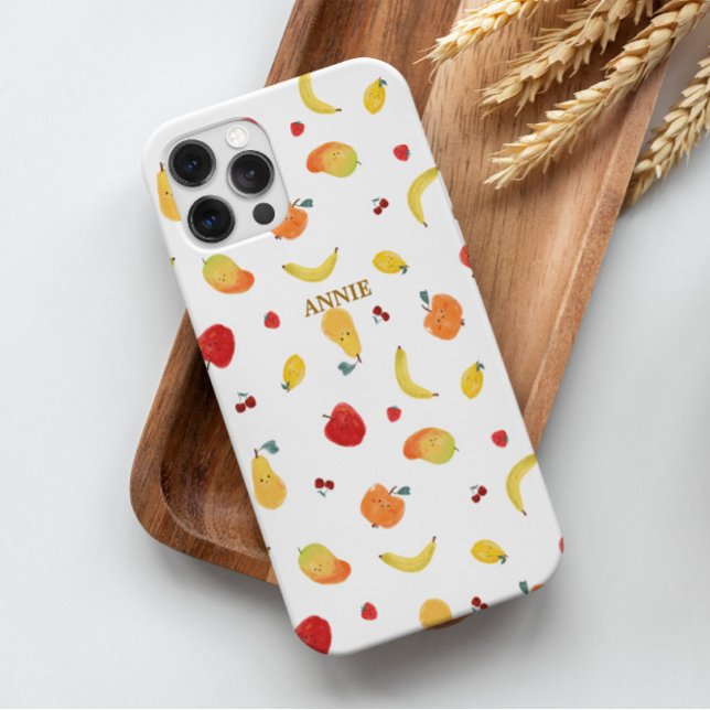Cute & Fun Colourful Multi Fruits Pattern Design Case-Mate iPhone Case (The cute and fun colorful multi-fruit illustration pattern printed on personalized phone case)