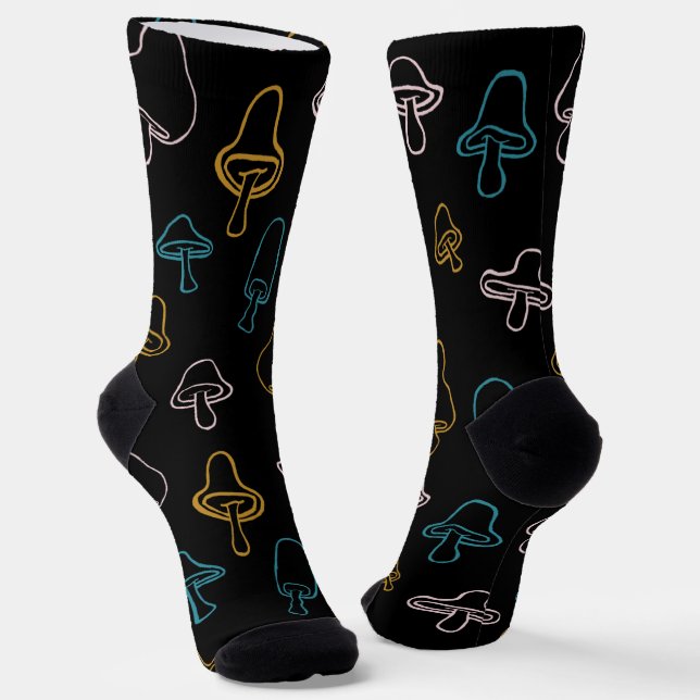 Cute Fun Colourful Mushroom Pattern Socks (Angled)
