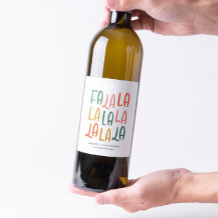 Cute fun colourful personalised Christmas holiday Wine Label