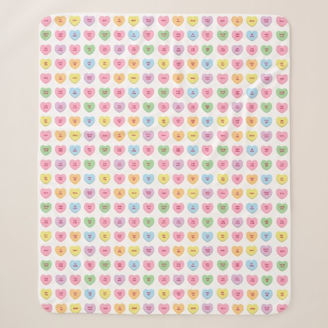 Cute fun custom conversation hearts pattern sherpa blanket (Front)