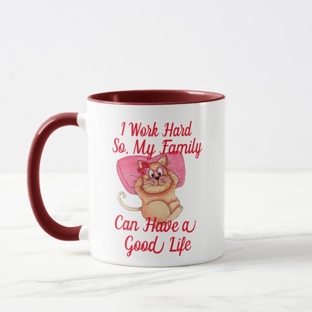 Cute Fun Customisable Adorable Funny Cat Dad Mum Mug (Left)