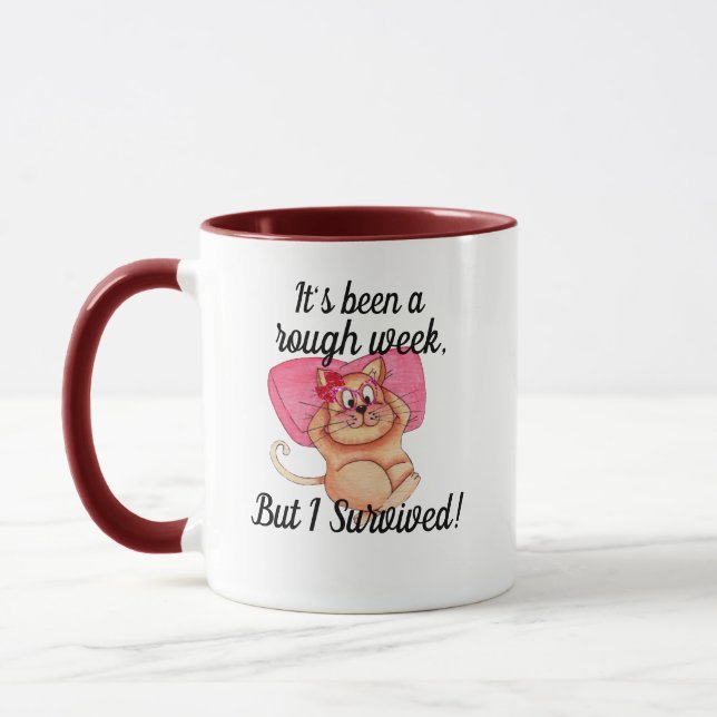 Cute Fun Customisable Funny Cat I Survived Mug (Left)