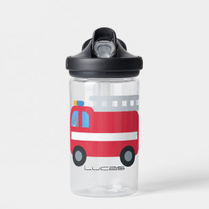 Cute fun Dino Fire engine Back To School DIY name Water Bottle