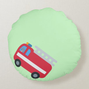 Cute fun Dinosaur drive Fire engine Back To School Round Cushion
