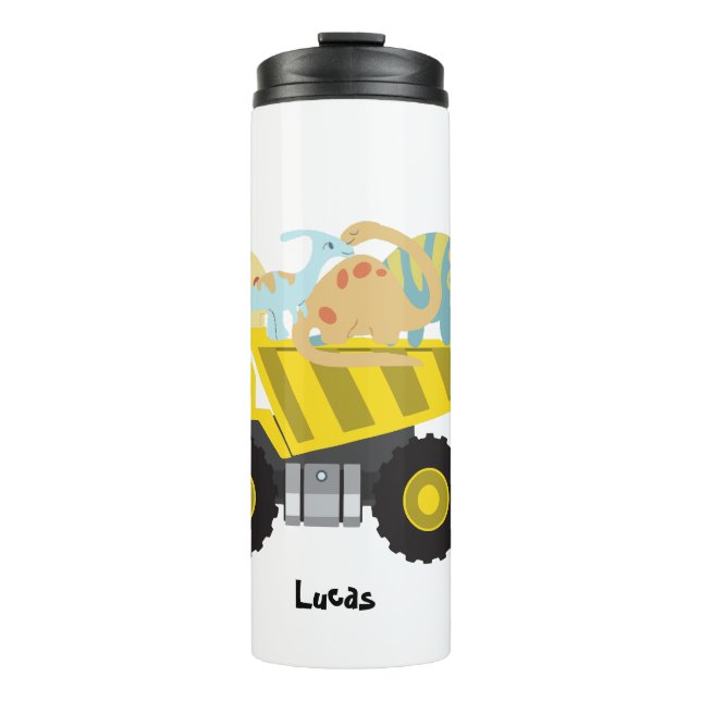 Cute fun dinosaur tractor truck Back To School  Thermal Tumbler (Front)
