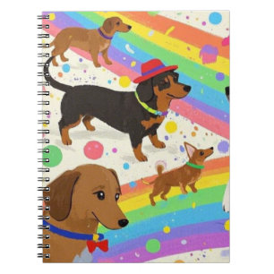 Cute fun dogs with rainbow notebook