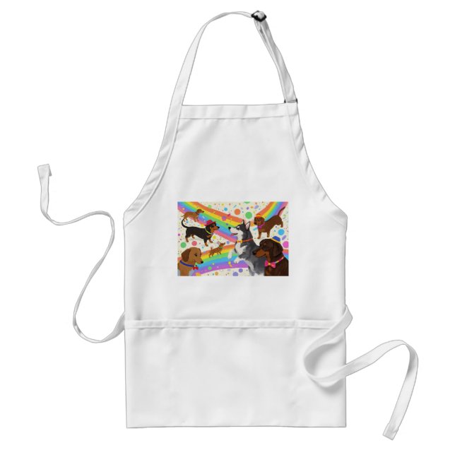 Cute fun dogs with rainbow  standard apron (Front)
