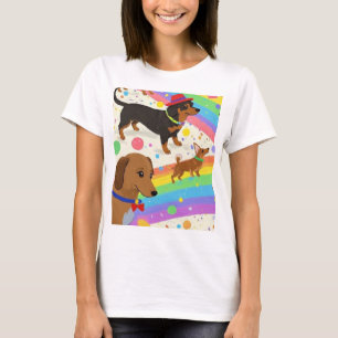 Cute fun dogs with rainbow T-Shirt