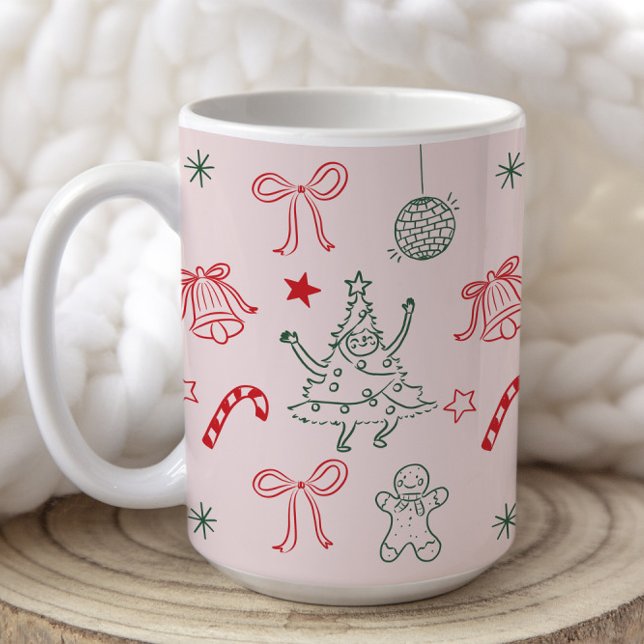 Cute Fun Doodles Christmas Holiday Coffee Mug (Creator Uploaded)
