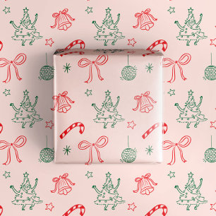 Cute Fun Doodles Christmas Holiday Gift Wrapping Paper