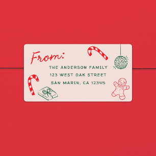 Cute Fun Doodles Christmas Holiday Return Address Label
