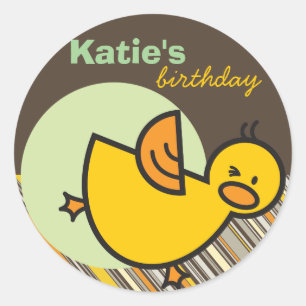 Cute Fun Duckies Ducks Children Kid Birthday Party Classic Round Sticker