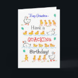 Cute Fun Ducklings Quacking Birthday, for Grandson Card<br><div class="desc">A light-hearted Birthday Card for a Grandson,  with rows of cute ducklings with balloons,  following their Mother,  from a handpainted watercolour illustration by Judy Adamson. You can also change the inside text if you wish.</div>