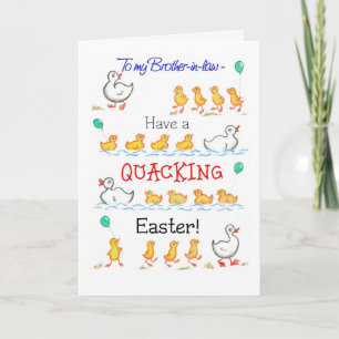 Cute Fun Ducklings Quacking Easter, Brother-in-law Holiday Card