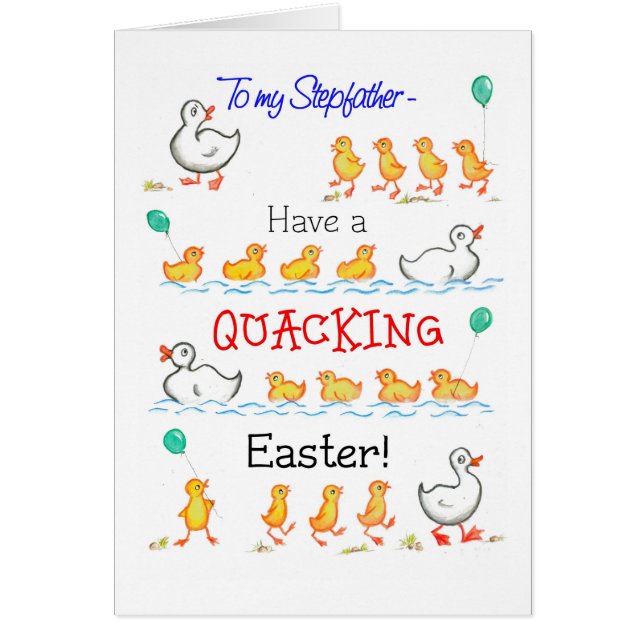 Cute Fun Ducklings Quacking Easter, for Stepfather (Front)