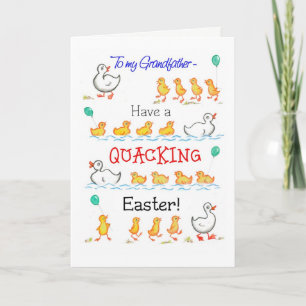 Cute Fun Ducklings Quacking Easter, Grandfather Holiday Card