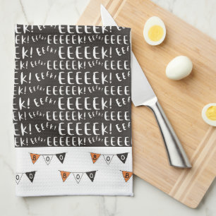 Cute Fun Eeek Boo Banner Halloween Tea Towel