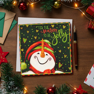 Cute Fun Festive Snowman Christmas Holiday Card