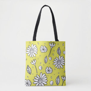 Cute Fun Flower Summer Tote In Yellow Bag