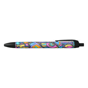 Cute Fun Funky Colourful Bold Whimsical Shapes Black Ink Pen