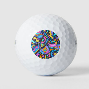 Cute Fun Funky Colourful Bold Whimsical Shapes Golf Balls