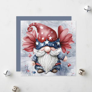 Cute Fun Funky Gnome Gonk With Stars Hat  Holiday Card