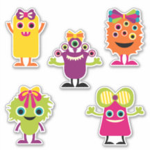 Cute fun girly colourful happy monsters hair bows