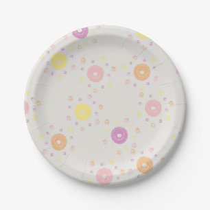 Cute Fun Girly Girlie Donuts Pattern Paper Plate