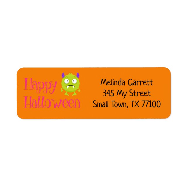 Cute Fun Green Little Monster Custom Address (Front)