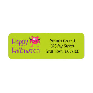 Cute Fun Green Pink Little Monster Custom Address