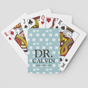 Cute Fun Green Tooth Dentist Pattern Playing Cards