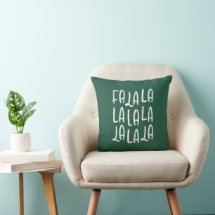 Cute fun green white falala Christmas holiday Cushion
