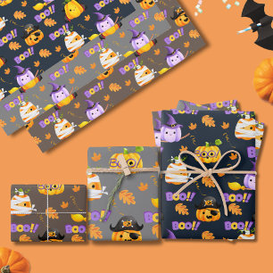 Cute Fun Halloween Costume Pumpkin Wrapping Paper Sheet