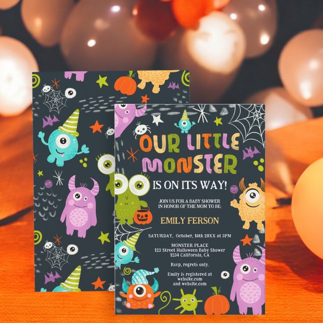 Cute fun Halloween little monster baby shower Invitation (Cute fun Halloween little monster baby shower Invitation)
