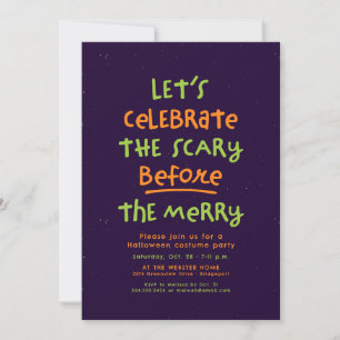 Cute fun Halloween purple green orange party Invitation