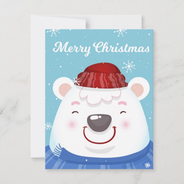 Cute Fun Holiday Polar Bear Merry Christmas Ca Card (Front)