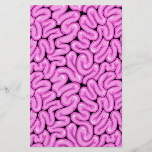 Cute Fun Hot Pink Zombie Brain Halloween Pattern Stationery