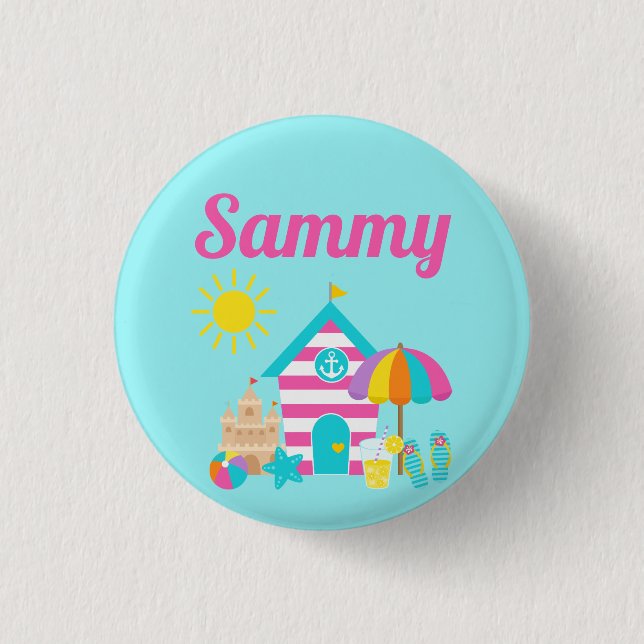 Cute Fun Kids Beach Summer 3 Cm Round Badge (Front)