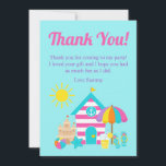 Cute Fun Kids Beach Summer Birthday Party Thank You Card<br><div class="desc">Fun and cute kids beach summer item with beach hut,  sandcastle,  flipflops,  lemonade,  starfish,  ball,  sunshine and umbrella

Clipart by KlouiseDigiArt on Etsy</div>