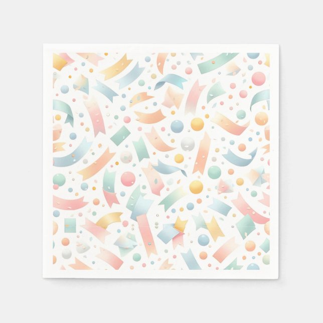 Cute Fun Kids Confetti Colourful Pastel Birthday Napkin (Front)