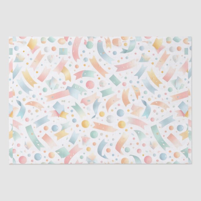 Cute Fun Kids Confetti Colourful Pastel Birthday Tissue Paper (Front)