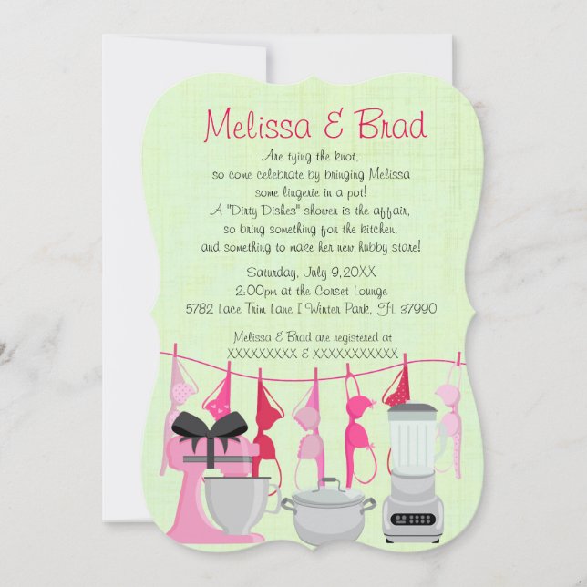 Cute Fun Kitchen Lingerie Bridal Shower Invitation (Front)