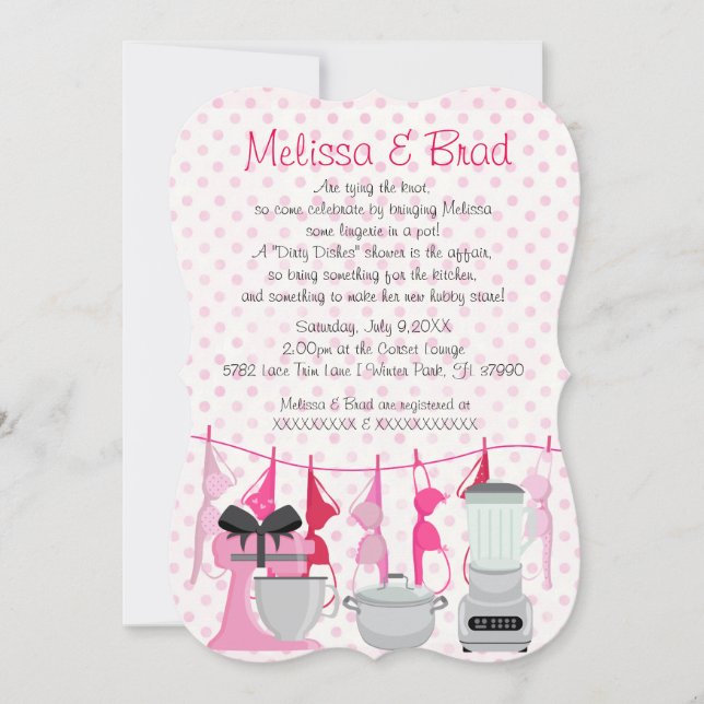 Cute Fun Kitchen Lingerie Bridal Shower Invitation (Front)