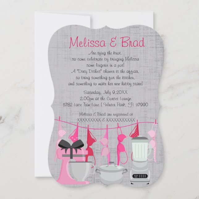 Cute Fun Kitchen Lingerie Bridal Shower Invitation (Front)