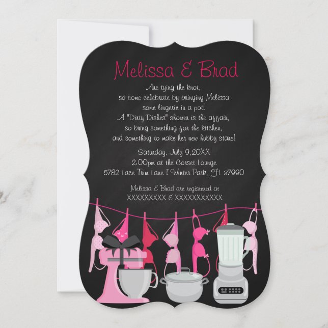 Cute Fun Kitchen Lingerie Bridal Shower Invitation (Front)