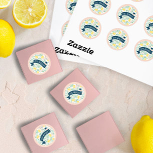 Cute Fun Lemon Yellow Botanical Baby Shower Classic Round Sticker
