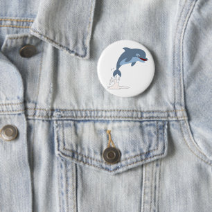 Cute Fun-Loving Cartoon Dolphin 6 Cm Round Badge