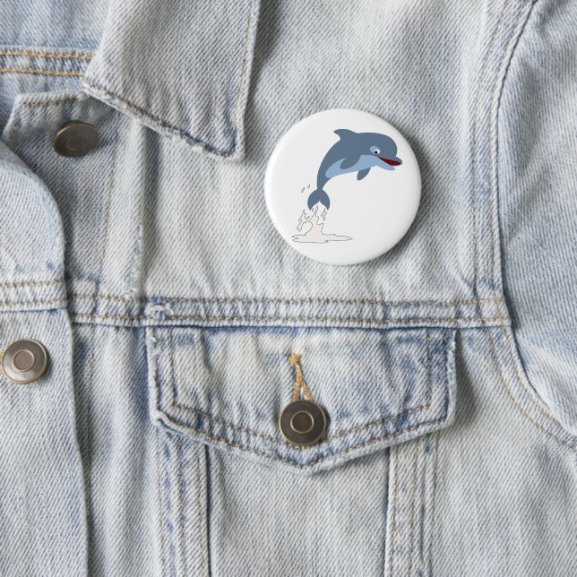 Cute Fun-Loving Cartoon Dolphin 6 Cm Round Badge (In Situ)