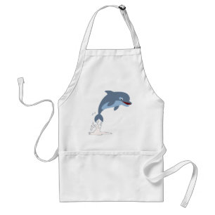 Cute Fun-Loving Cartoon Dolphin Standard Apron